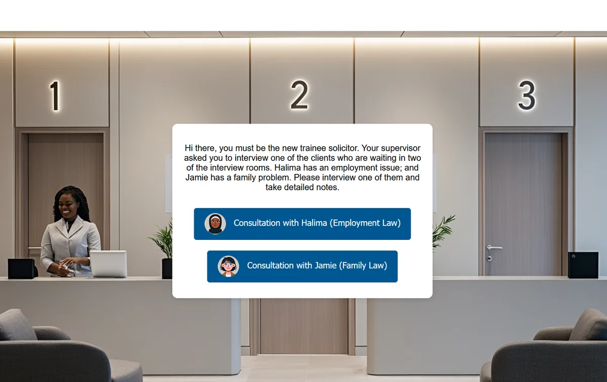 Screenshot of Virtual Law Clinic